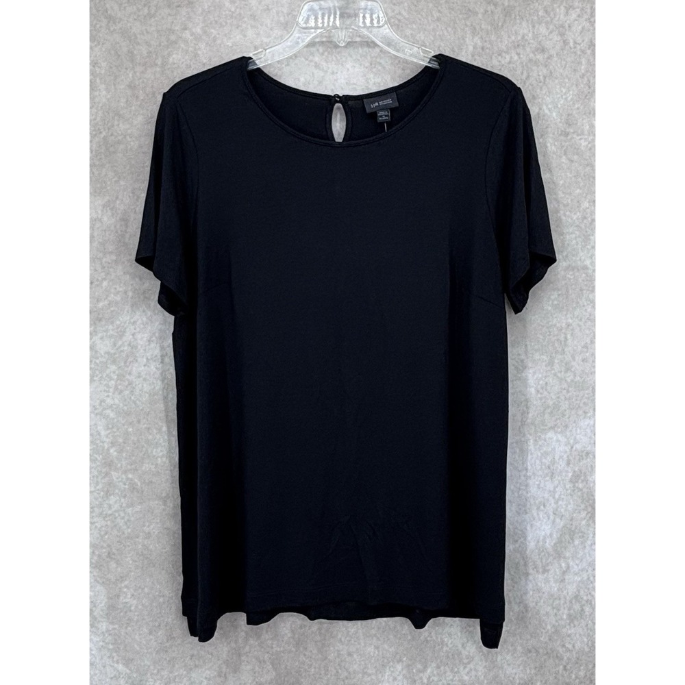 J Jill Wearever Collection Top Size 1X Black Short Sleeve‎ Stretch Blouse NWT